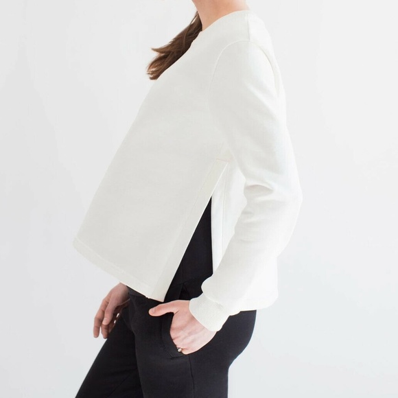 Aumnie 🇨🇦 MATERNITY Hatch Side Split Sweatshirt White - L - Picture 2 of 8